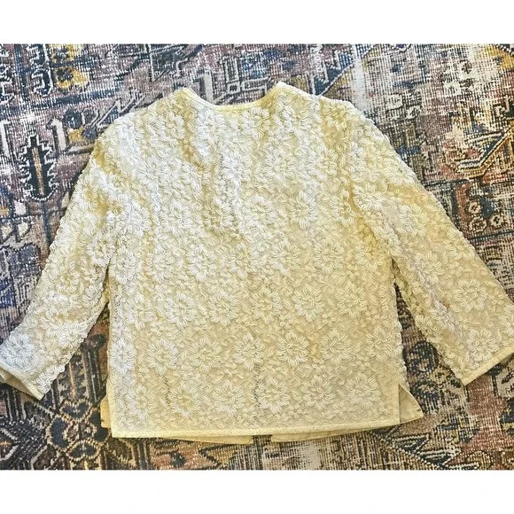 Chic Vintage 50s 60s Beaded All Over Cardigan Sweater In‎ White S-M
